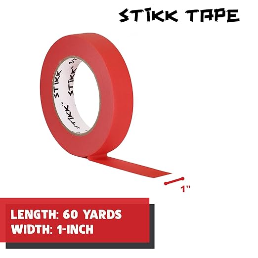 STIKK Painters Tape - 3pk Red Painter Tape - 1 inch x 60 Yards - Paint Tape for Painting, Edges, Trim, Ceilings - Masking Tape for DIY Paint Projects - Residue-Free Painting Tape