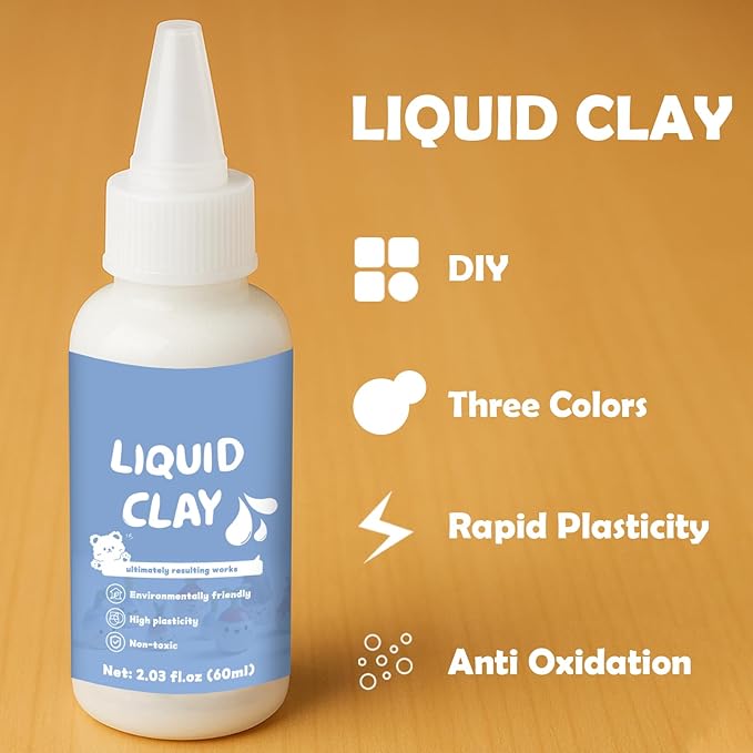 120ml Black,White&Clear Liquid Polymer Oven-Bake Clay, Baking Molding, Very for DIY Decorations, Jewelry, Toys, Household Items