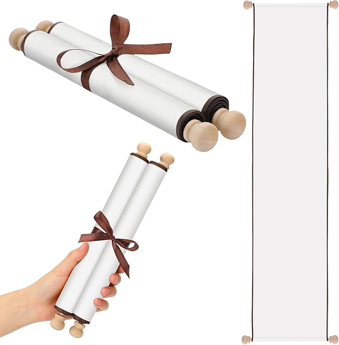 Epakh 1 Pcs Blank Scroll Paper with Wood Rods for Naughty or Nice List, Writing, Wedding Vows, Drawing, Cosplay Prop, Renaissance, Tabletop Role