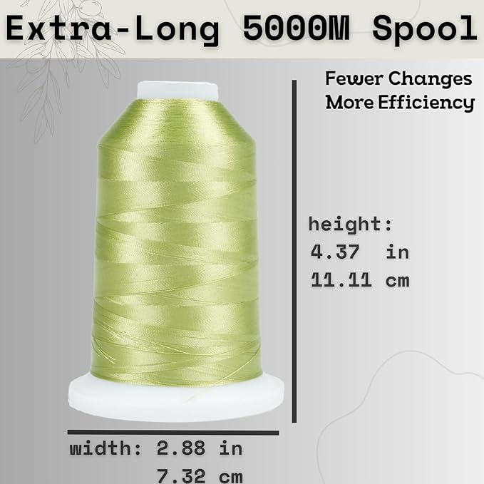 Simthread 2-Pack Trilobal Polyester Thread – 5000M (5500yds) No.40 Tangle-Free, Built-in Thread Lock Spool – Compatible with Brother, Singer, Janome & More,FreshGreen027+TealGreen534