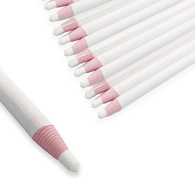 Sewing Pencil 12 PCS White Invisible Erasable Fabric Pencils for Leather Cut Marks, Student Drawing, Tailor Marks