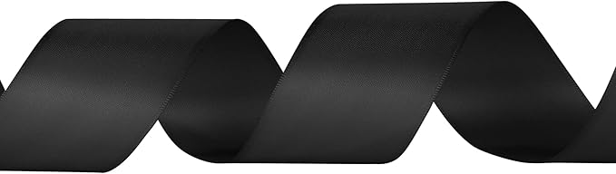 LIUYAXI Black Double Faced Satin Ribbon, 2" X Continuous 50 Yards, Fabric Ribbon Use for Bows Bouquet,Christmas Gift Wrapping,Floral Arrangement