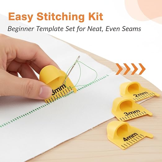 Edge Stitch Lock and Sewing Gauge-Sewing Gauge-Edge Sewing Lockranding Tool-Needle Gauge Quilting Ruler for Straight & Curved Seams for Beginners,Professional Sewers - 2/3/4 Mm, 3 Pcs,Plastic (Yellow)