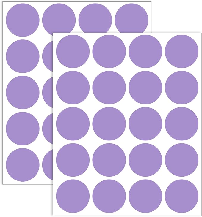 1.5" Round Colored Removable Stickers Labels - Purple,Pack of 500