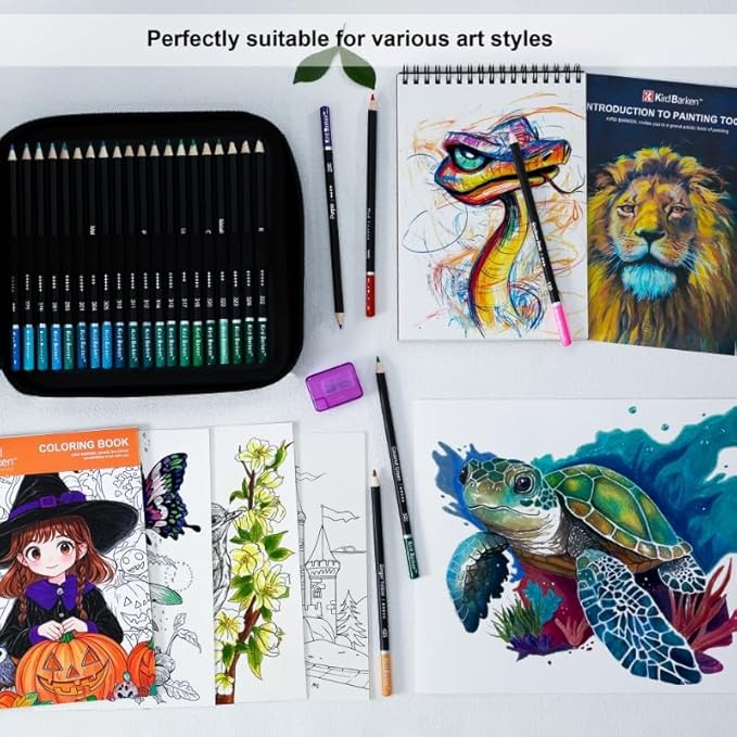120 Colored Pencils for Adult Coloring Books – 120 color pencils set, 3-Color Sketchbook, Coloring Book, Tools, Soft Core Oil Based,Blending Shading,Art Supplies for Beginners & Adults