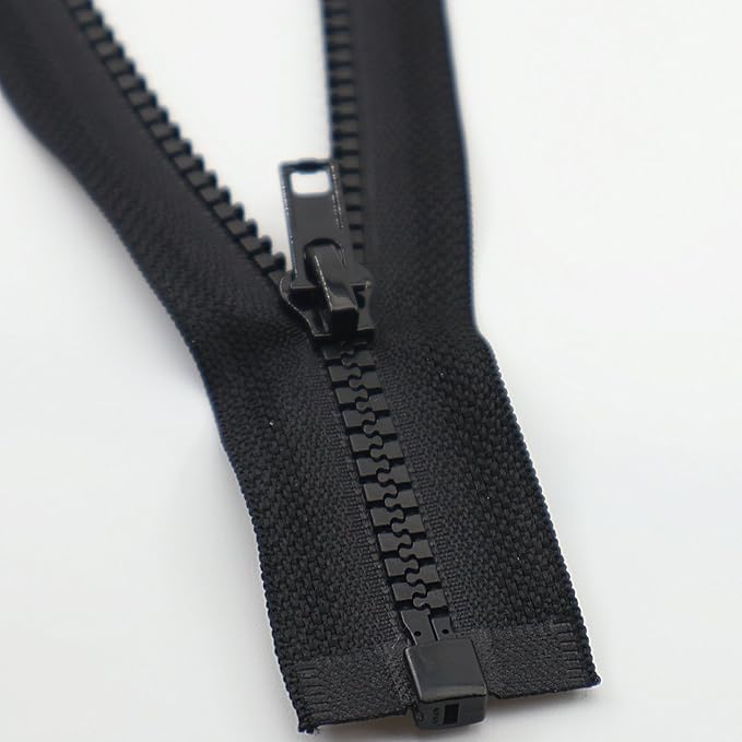 #5 17 Inch Separating Jacket Zippers 2PCS Plastic Bulk Zippers for Coats Sewing Crafts, Black YIGUANXIN