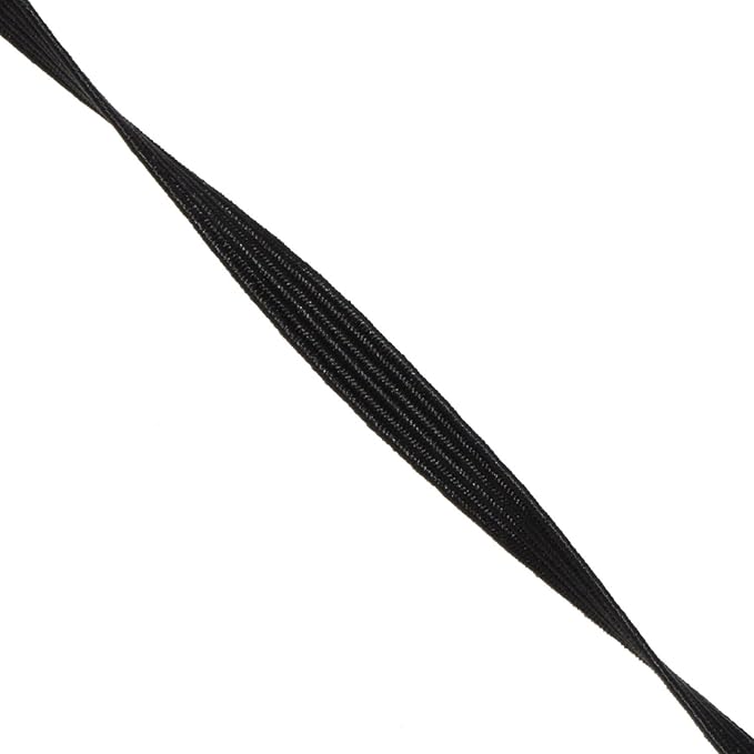Mandala Crafts 6mm 50 Yds Roll of Black Elastic Bands for Sewing - 1/4 Flat Elastics Cord - 1 4 Inch Braided Stretch Straps for Crafting
