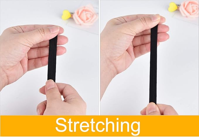 Coopay 40 Yards Length 1/2" Width Elastic Bands Flat Elastic Cord Rope Heavy Stretch Spool Knit for Sewing DIY Projects, Arts & Crafts, 2 Rolls, 20 Yards/Roll (Black and White, 1/2 Inch)