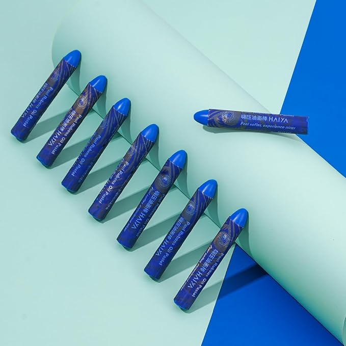 Paul Rubens Indian Blue Oil Pastels (8 Pack) - Ultra-Creamy & Blendable, Bullet Tip for Precision - Premium Art Supplies for Drawing, Sketching & Painting - Ideal for Artists, Students & Beginners