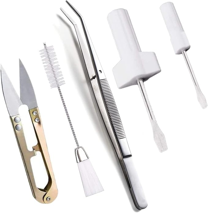 Sewing Machine Overlock & Serger Thread Service Kit - tweezer Screwdrivers and Thread Cutter 5 Piece Set