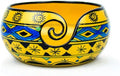 Nagina International Ceramic Attractively Hand Painted Gorgeous Stoneware Yarn Ball Storage Bowl With Innovative Dispensing Curl | Knitting & Crochet Accessions (Large, Wild Aqua Yellow)