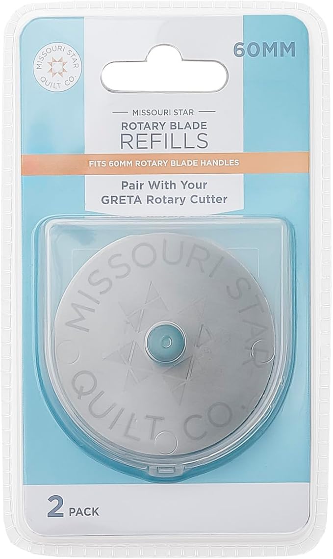 Missouri Star Universal Rotary Cutter Blades 60mm, 2 Pack | Super Sharp Replacement Blades, Fits All Rotary Cutter Handles | Fabric Trimmer Refill for Quilting and Sewing Projects