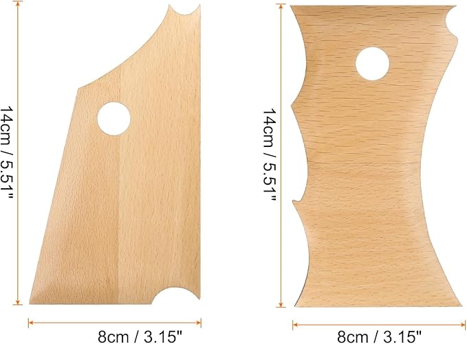 HARFINGTON 2pcs Pottery Ribs Trimming Tools Beech Pottery Profile Foot Big Wave Shaper Design Texture Rib Beech Wood for Carving Ceramics Clay
