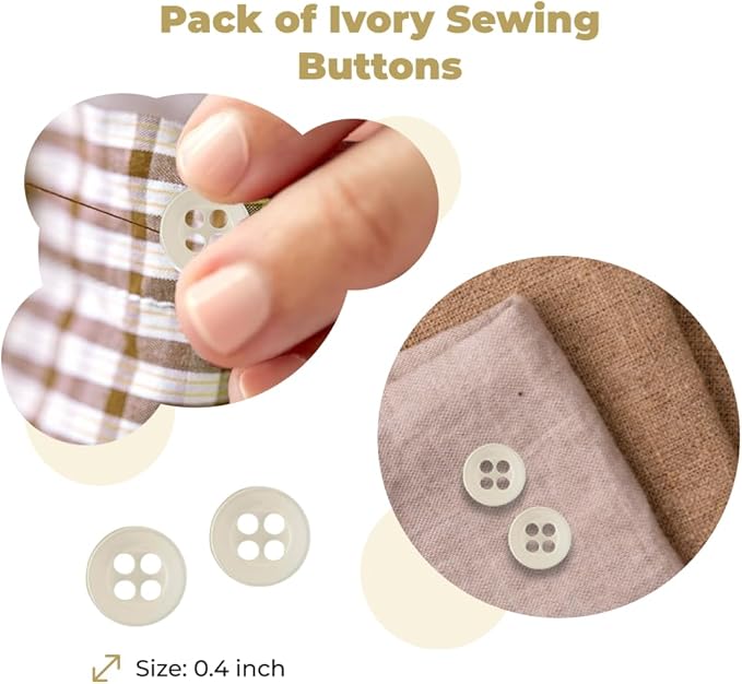 100 Pcs Ivory Sewing Buttons 4 Hole Round Buttons 0.4 inch 16L Plastic 10mm Cream Replacement Bulk Ideal for Clothes Pants Blouse Shirt Dress Skirt Shorts Decorative DIY Arts Crafts