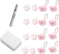 8 Pcs Duvet Clips with Pins Quilt Fixer,Non-Slip Duvet Cover Clips,Duvet Clips to Hold Comforter Inside,No Needles，Bear Pattern(Inc Hook Tool,Storage Box)(Pink)
