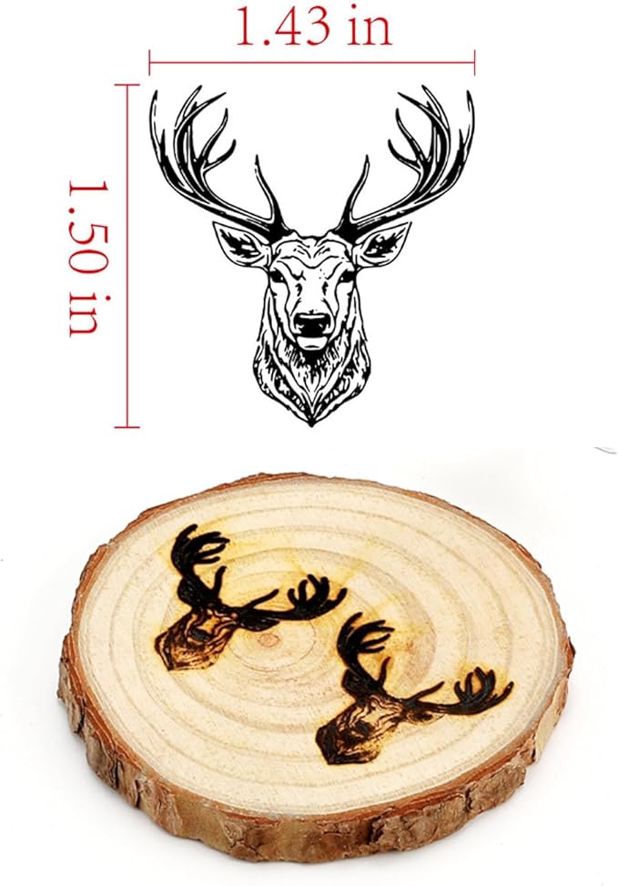 AIMOADO Deer Bust Branding Iron, 1 1/2" Wood Branding Iron Personalized Logo for Meat, Burger, Wood, Hats with Full Set Tools