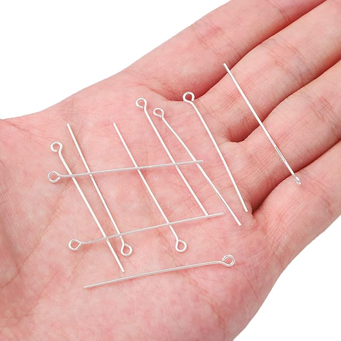 Silver Plated Open Eye Pins Non Tarnish 40mm 150pcs for Jewelry Making Findings