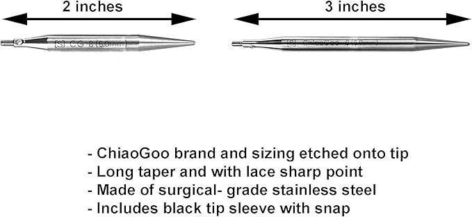 ChiaoGoo Twist Red Lace Shorties 2 & 3-Inch Large Blue 7230-S Interchangeable Knitting Needle Set, 10-Pairs Sizes US 4, 5, 6, 7, 8, Stainless Steel with 3 Cords with Project Bag