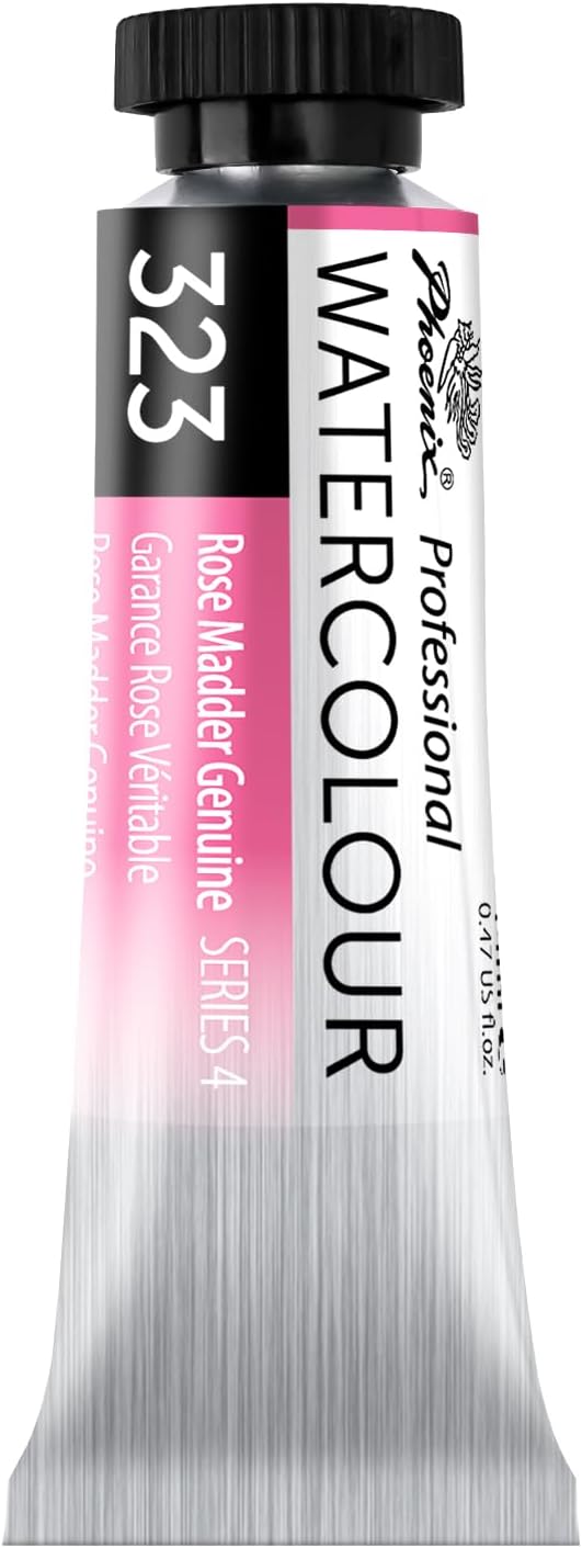 PHOENIX Professional Watercolor Paint Single Tube - 0.47 Fl Oz / 14ml - Rose Madder Genuine