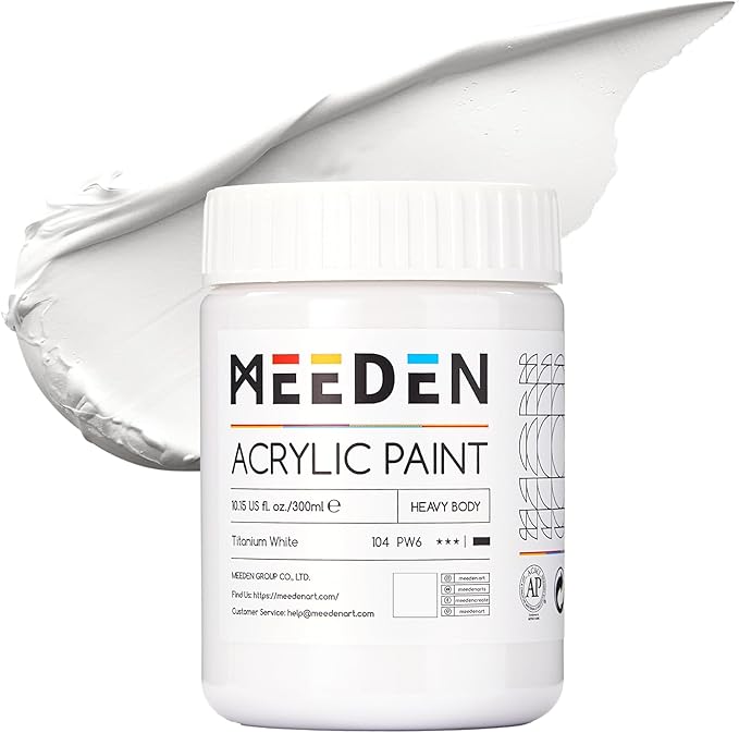 MEEDEN Titanium White Acrylic Paint: 300ml/ 10oz Heavy Body Gloss Acrylic Paint - Thick Art Paints for Professional Artists Painting on Canvas