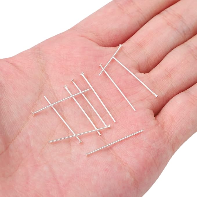 Silver Plated Flat Head Pins Non Tarnish 25mm 200pcs for Jewelry Making Findings