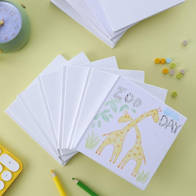 24 Pack Hardcover Blank Book,5x5 Inch Unlined Sketchbook Journal - 18 Sheets/36 Pages Each, Bulk Pack of White Hardcover Blank Books for Writing, Drawing Make Your Own Book, Multi-Purpose for Students & Adults