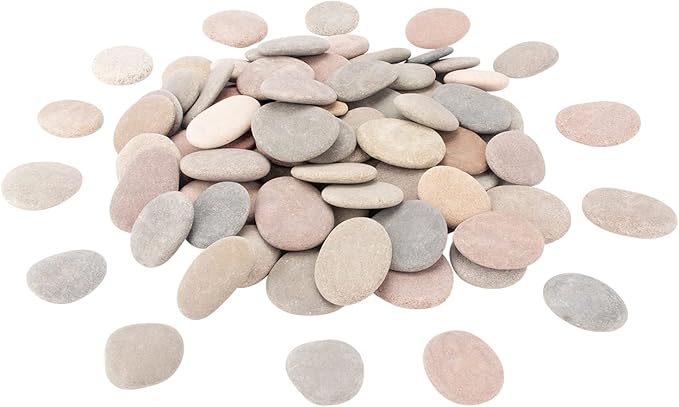 [About 97 PCS - 102 PCS](18.2 Pounds) Painting Rocks,2.26"-3.49" River Rocks,Flat Stones,Craft Rocks,DIY Rocks