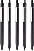 LINFANC 5 Pcs Black Gel Pens Ballpoint, Metal Barrel Medium Point 0.7 mm Quick Dry Black Ink Pens for Journaling, Smooth Writing Gel Pen, Cute School Supplies Office Supplies Gifts for Women