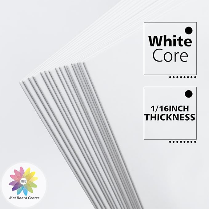 Mat Board Center, Pack of 10 13x19 White Uncut Mat Boards, Acid Free, 4-Ply Thickness, White Core, Great for Pictures, Photos, Framing Backing