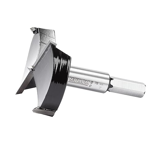 Mollom 3" (76mm) Forstner Drill Bit for Precise Woodworking with Durable YG8 Carbide Thickness of 2.0mm,This Hinge Cutter Tool is Ideal for Hard Wood, Plastic, Plywood
