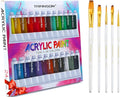 TRANSON Acrylic Paint Set 24-color with 5 Paint Brushes Non-toxic for Canvas Craft Rock Art Painting
