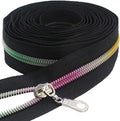 MebuZip #5 Colorful Metallic Nylon Coil Zippers by The Yard Bulk Coil Zipper Roll 10 Yards with 25pcs Pulls for DIY Sewing Craft Bags (Black)