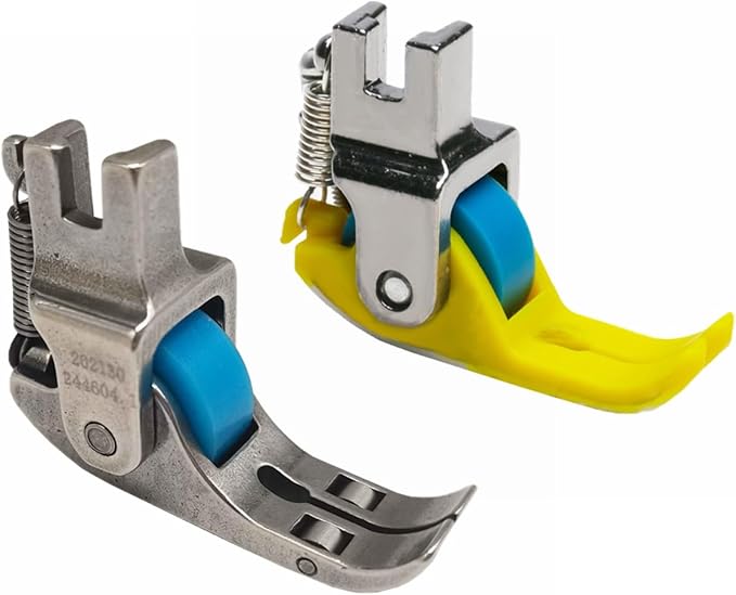HONEYSEW 2PCS Roller Sewing Presser Foot Rubber Wheel Small Light Sew Foot Stitching PVC Leather Fabric for Most Industrial Sewing Machine