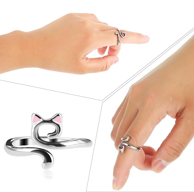 YUXIANLB Knitting Crochet Loop Ring for Fingers Metal Open Yarn Guide Crochet Rings Adjustable Braided Faster Knitting Thimbles Holders Accessories (2Rose Gold, 2Silver with Pink)