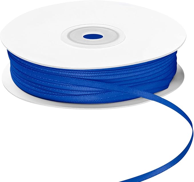 LIUYAXI Blue Double Faced Satin Ribbon, 1/8" X Continuous 100 Yards, Thin Ribbons Perfect for Gift Wrapping Wedding Invitation Card Hair Bows Tag Floral Arrangement DIY Craft