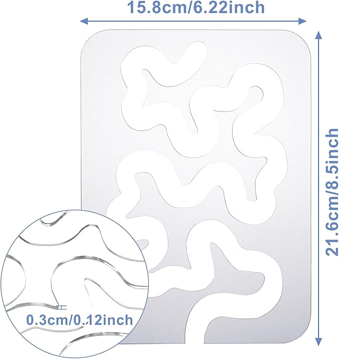 Meander Quilting Template, Acrylic Ruler for Motion Quilting, Transparent Stencil Guide for Domestic & Industrial Sewing Machines