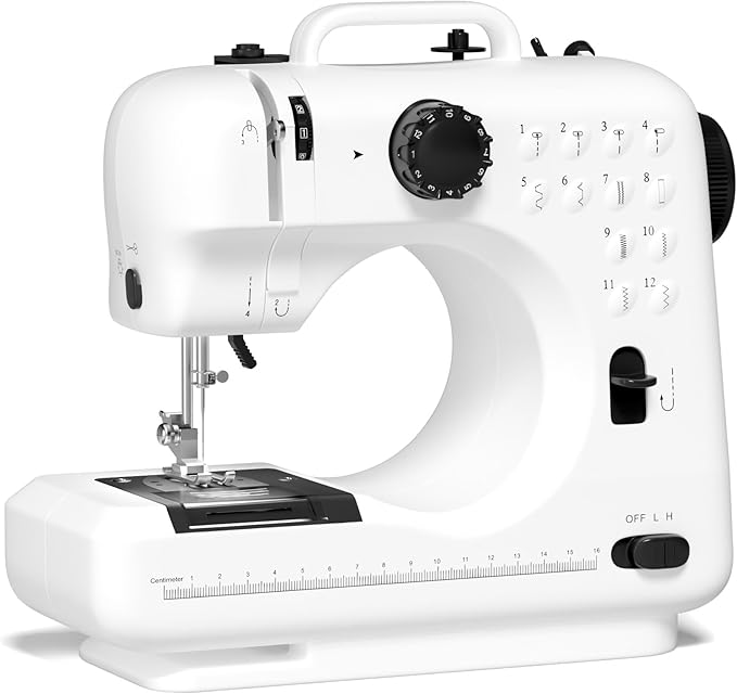 Beginner Sewing Machine, 12 Built-in Stitches with Foot Pedal, 2-Speed Control, Portable Mini Sewing Machine for Home Travel Use & Sewing Enthusiasts (black)