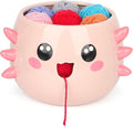 Katech Axolotl Yarn Bowl for Knitting, Yarn Holder for Crocheting, Extra Large Cute Crochet Bowls Wool Storage for Knitter & Crocheter Tangle-Free Crafting, Gifts for Crocheters Knitter