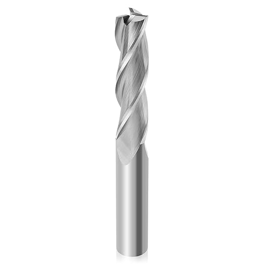 Upcut Spiral Router Bit 3-Flute with 1/2” Shank, Extra Long (4 inch), 1/2” Cutting Diameter, 2” Cutting Length, Carbide CNC Router Bits End Mill for Wood Mortises Carving Engraving