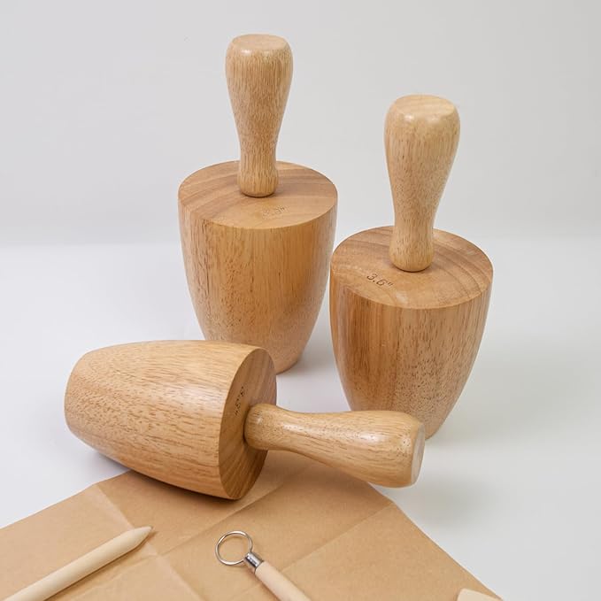 Cup Pottery Molds Clay Tools 3.3" & 3.6" & 3.9" Set of 3 Wooden Pottery Tools for Creating Pottery Mug Vases (Style B)