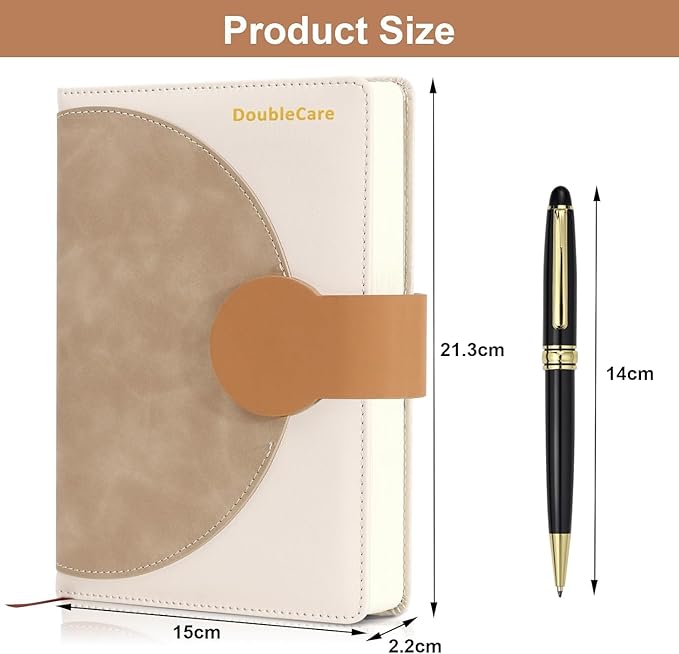 A5 Journal Notebooks, 300 Pages Leather Diary with Magnetic Buckle Closure and Luxury Pen, 80GSM, Lined Notebook for Women and Men, Suitable for Diary, Notes, 5.9 x 8.5 Inches