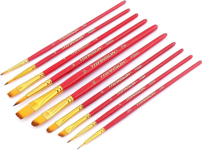 Transon 20pcs Artist Painting Brush Set for Acrylic Watercolor Gouache Hobby Craft Face Rock Painting