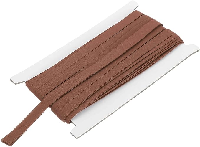 MECCANIXITY 2/5 Inch Double Fold Bias Tape Continuous Bulk Bias Tape for Sewing, Seaming Quilting Hemming Binding Crafts (Coffee 12 Yards)