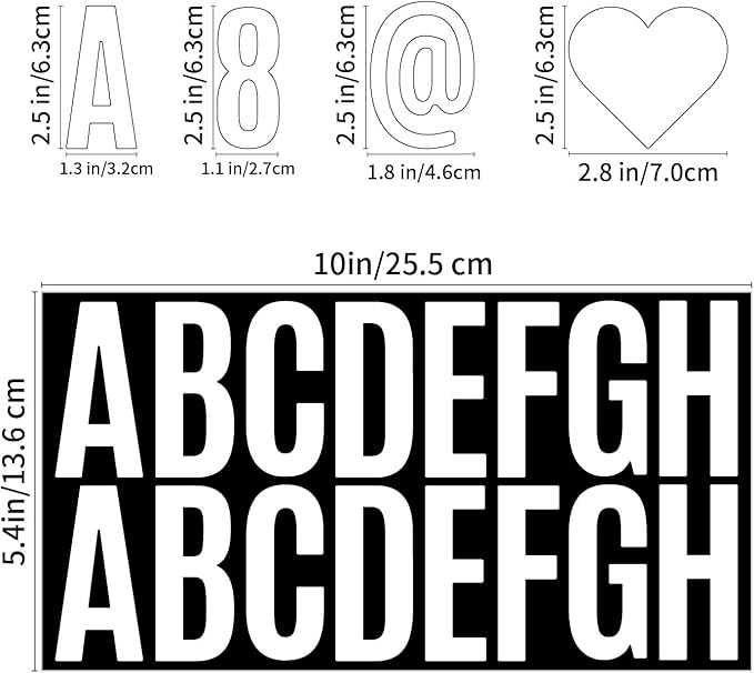 400 Pcs 24 Sheets Large Letter Stickers 2.5 Inches White Alphabet Number Self Adhesive Sticker for Bulletin Board, Classrooms, Mailbox, Scrapbooking, Poster Board, Wall Vinyl Stick On