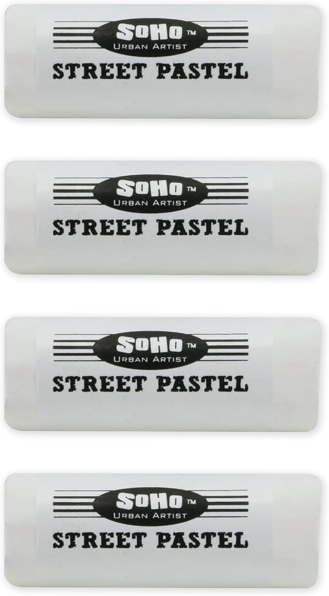 Soho Urban Artist Professional Oil Pastels - Jumbo Street Pastel Pack of 4 White, 1" Diameter, 2.7" Length, Non-Toxic, Brilliant Pigments, Ideal for Pavement, Less Crumbling than Sidewalk Chalk
