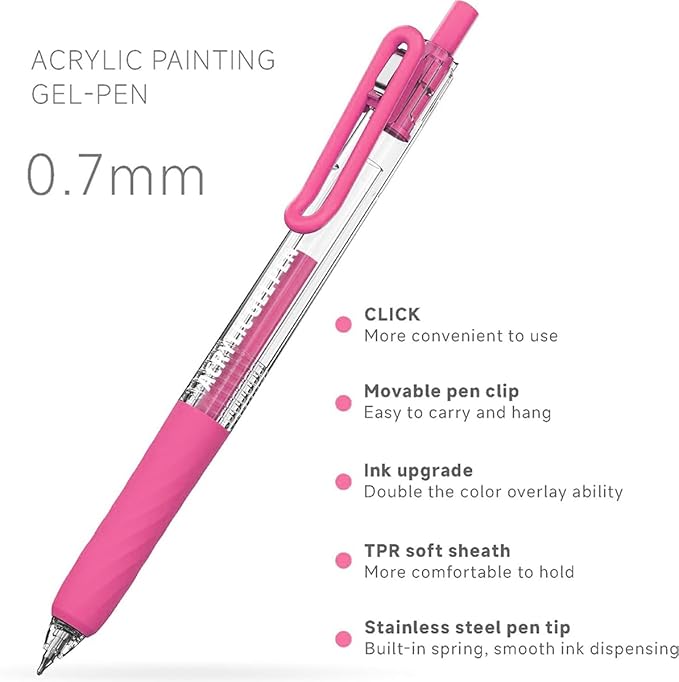 90 Colors Acrylic Gel Pens for Adult Coloring Books, 0.7mm Fine Tip Pens Marker with Press Design, Quick Dry Gel Pen for Paper, Canvas, Rock, Glass, Wood