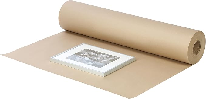 The Boxery Kraft/Brown Kraft Paper Roll, 36” x 9000” (750’)-50lb. Thickness, Heavy Duty Brown Wrapping Paper, Natural Kraft Packing Paper, Void Fill, Arts and Crafts, Bulletin Boards, Gift Wrapping