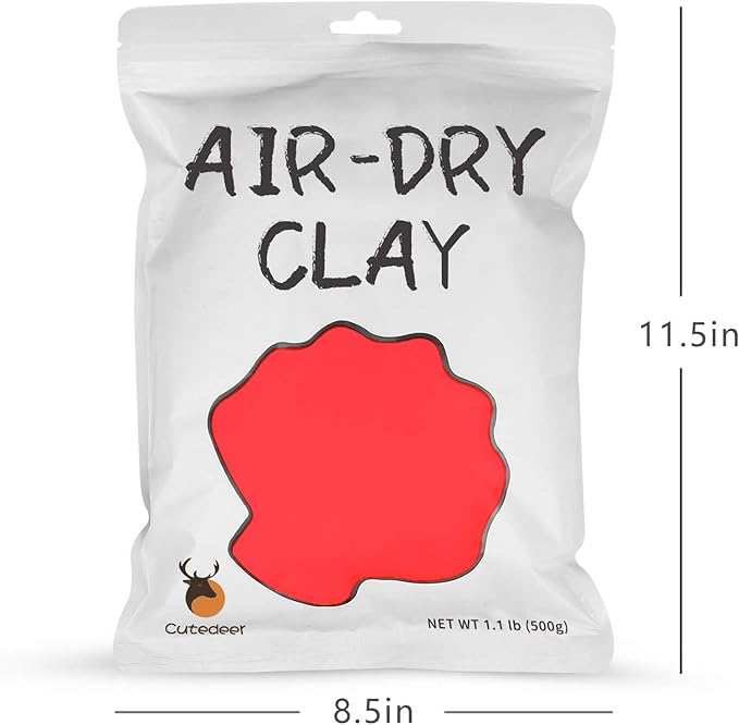 Cutedeer Red Air Dry Clay, 1.1lb Foam Modeling Clay, Soft Squishy Molding for Kids Adults, Arts & Crafts Project Slime Supplies(1.1lb - 1 Pack, Red)