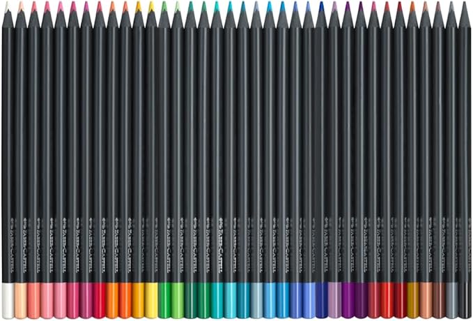 Faber-Castell Black Edition Colored Pencils - 36 Count, Black Wood and Super Soft Core Lead, Neon and Pastel Color Pencil Set, Colored Pencils for Adult Coloring Book, Art Pencils for Beginners