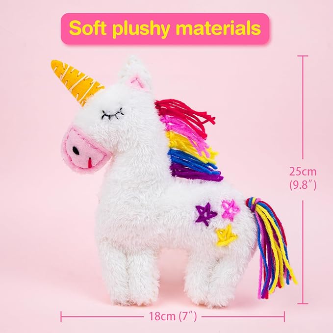 Avenir My First Sewing Kit for Beginner Ages 6+ I Premium Plush Big DIY Animals I Child-Safe Tools for Easy Crafting Fun I Motor Skills Wiggle Stuff Stitching Creativity I Skill Gift for Boys & Girls